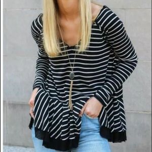 Free People Striped Peplum Top